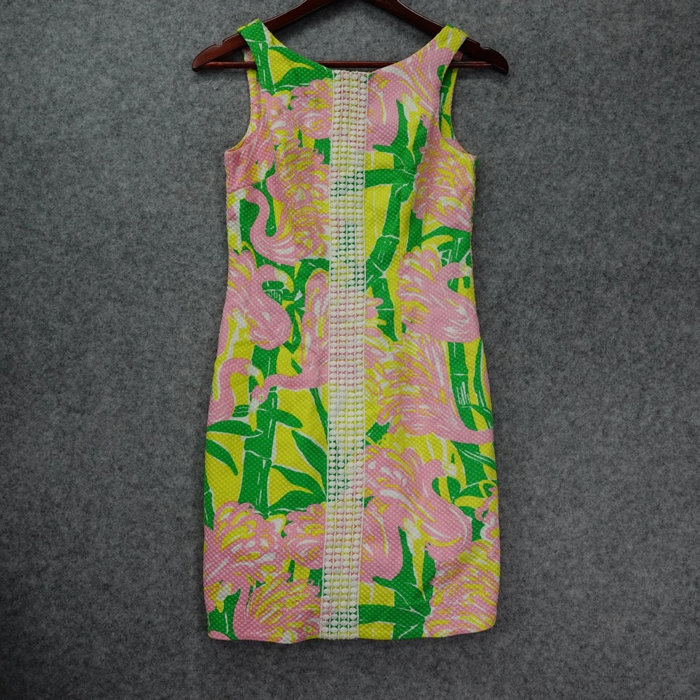 Palm Beach Shift Dress Womens XS 2 Pink Flamingo Fan Dance LILLY PULITZER Target